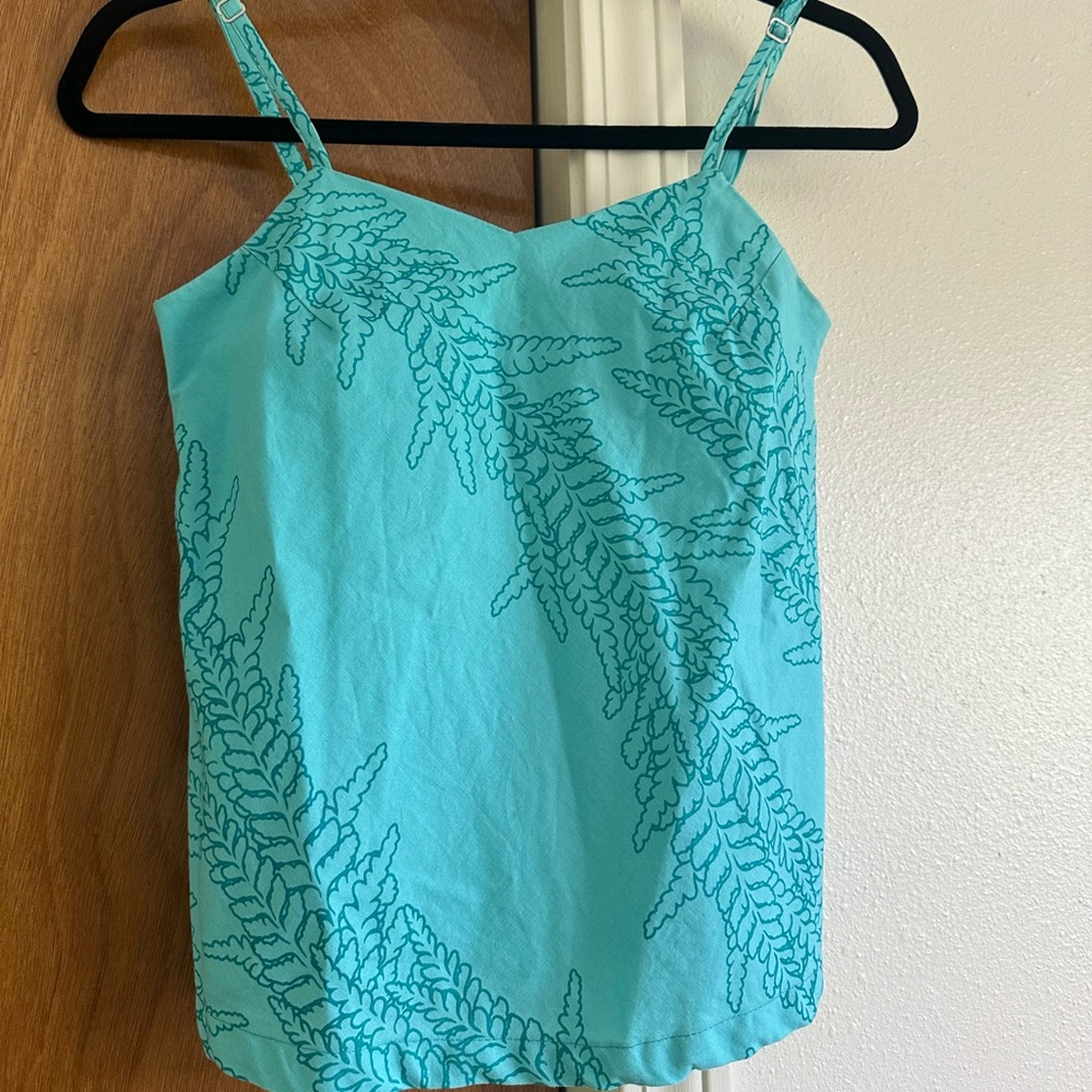 Sig Zane Aqua Blue Fern Print Top